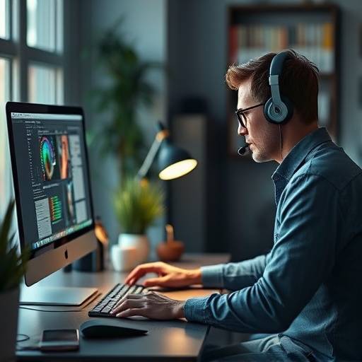 Une graphiste cr√©ant un design sur un ordinateur
